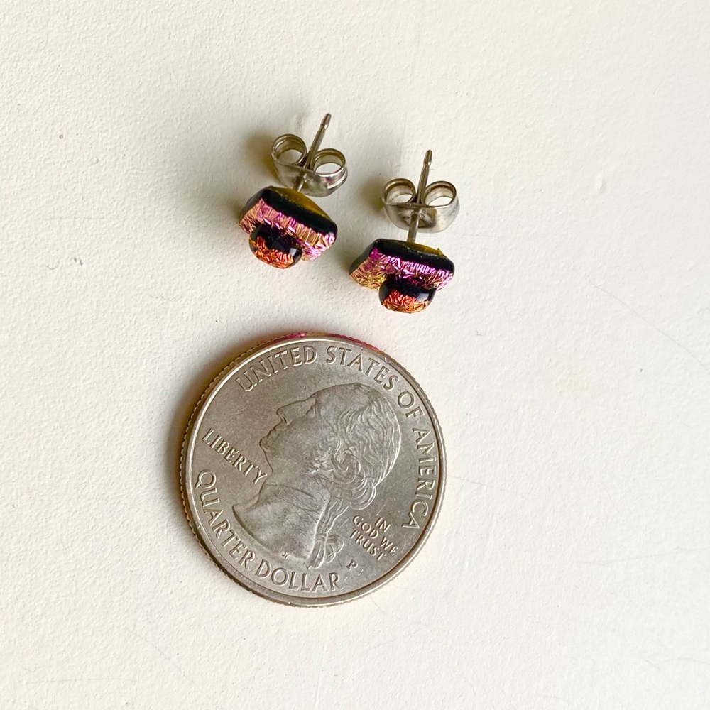 Pink and Orange Bright Stud Earrings - Picture 5 of 5